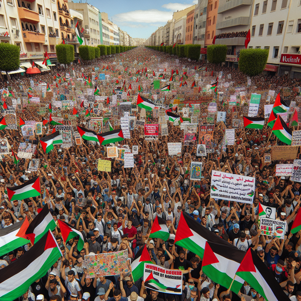 Des milliers de Marocains manifestent en soutien aux Palestiniens