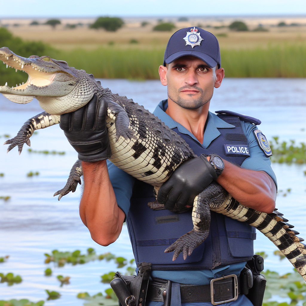 Un policier sud-africain salué pour son courage dans la récupération d'un crocodile