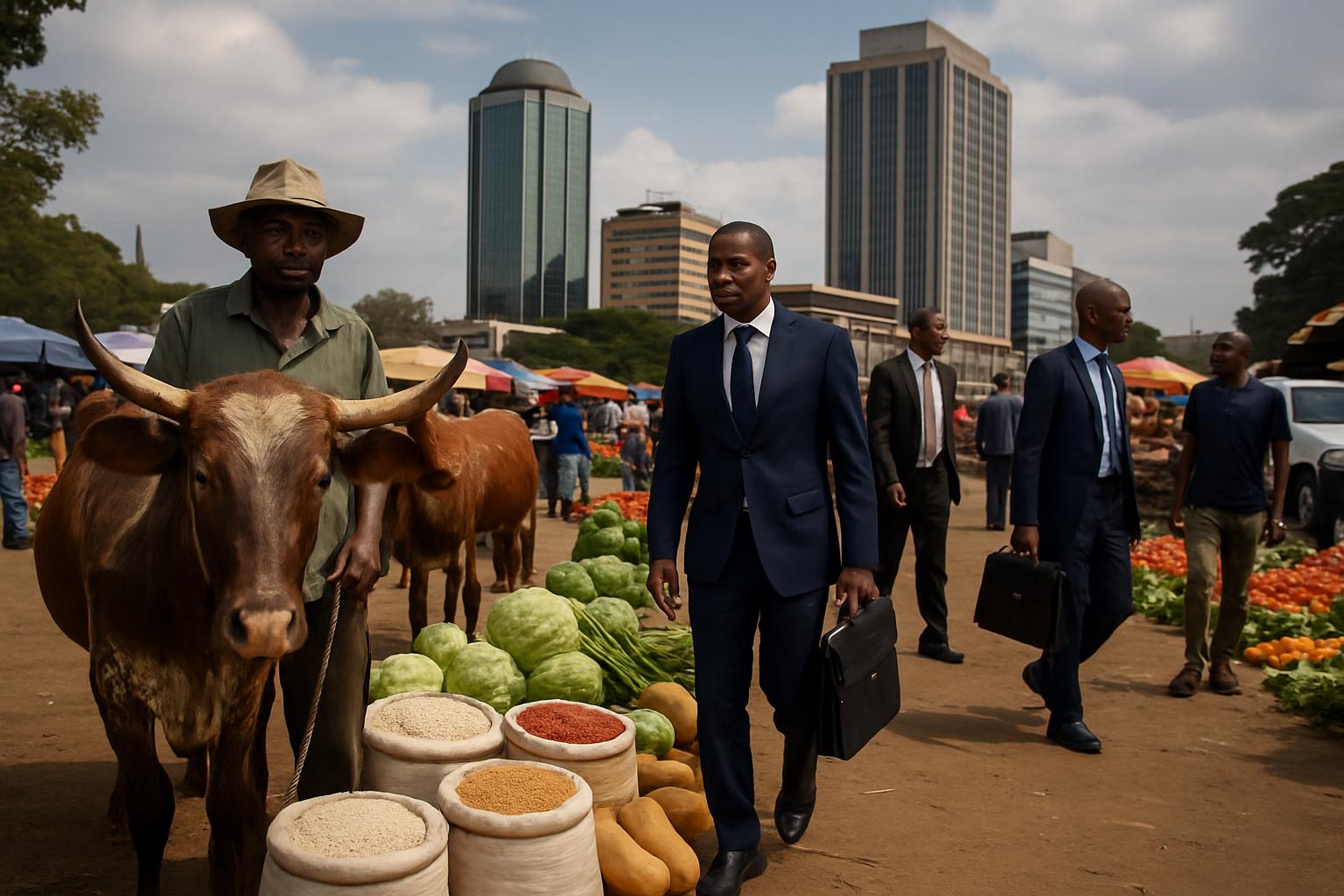 Les agriculteurs zimbabwéens exposent leurs récoltes et bétail à Harare