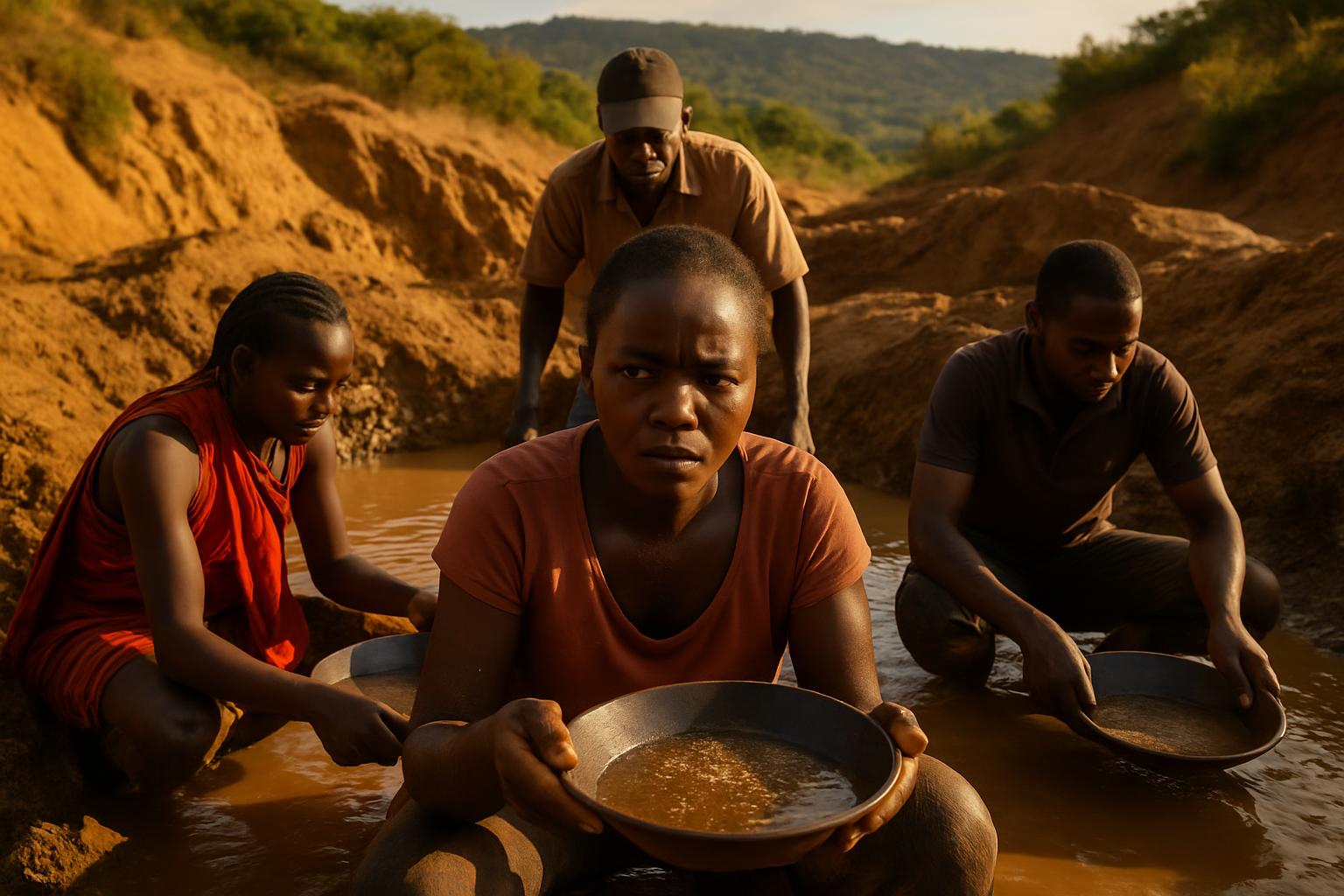 Des mineurs à la recherche de l'or, mais la pauvreté persiste