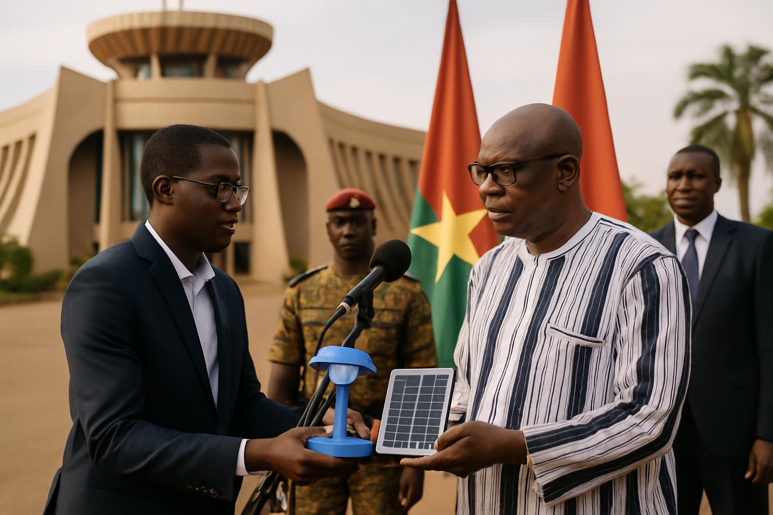 Un jeune entrepreneur offre des lampes solaires au ministre de la sécurité