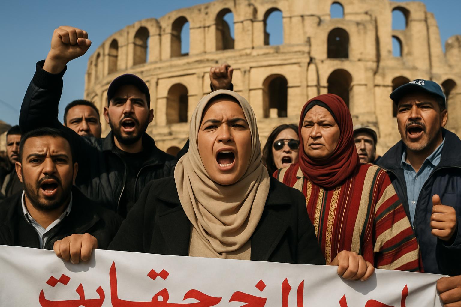 Des travailleurs de la société Sud Services manifestent pour l'intégration